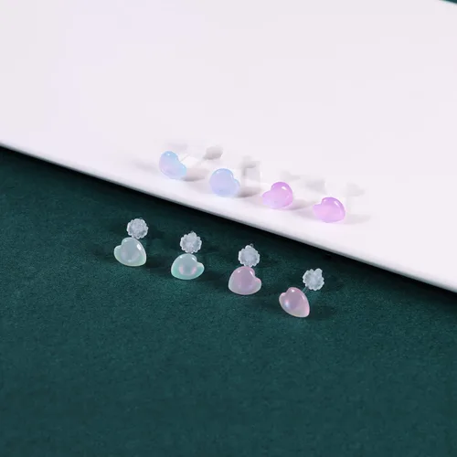 Miniatura 5 de AoedeJ Juego de aretes de plástico coloridos, bonitos aretes transparentes kawaii, hipoalergénicos, para niñas y mujeres, paquete múltiple
