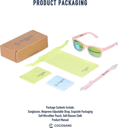 Miniatura 2 de COCOSAND Gafas de sol para bebé con correa polarizadas, flexibles, cuadradas, UV400 para niños y niñas de 0 a 24 meses
