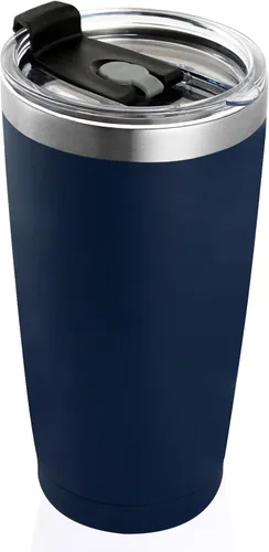 Futtumy Vaso de viaje de acero inoxidable de 20 onzas con tapa y popote, vaso de café aislado, taza térmica de doble pared, recubrimiento en polvo