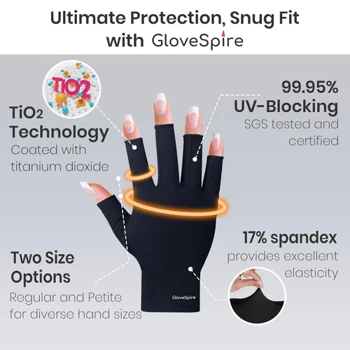 Miniatura 5 de Guantes UV Engrosados para Uñas, Guantes de Protección UV UPF50+, Diseño sin Dedos para Mujeres Manicuras en Gel Anti Luz UVA UVB