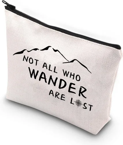 VAMSII Bolsa de maquillaje de aventura, no todos los que vagan están perdidos, bolsa de cosméticos para viajeros, regalo para amantes de la