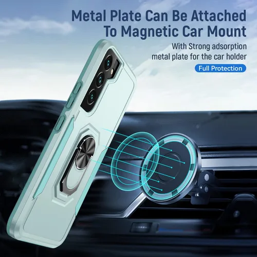 Miniatura 4 de Funda para Samsung Galaxy S22 Plus con soporte, anillo magnético de armadura, resistente funda protectora de grado militar a prueba de golpes