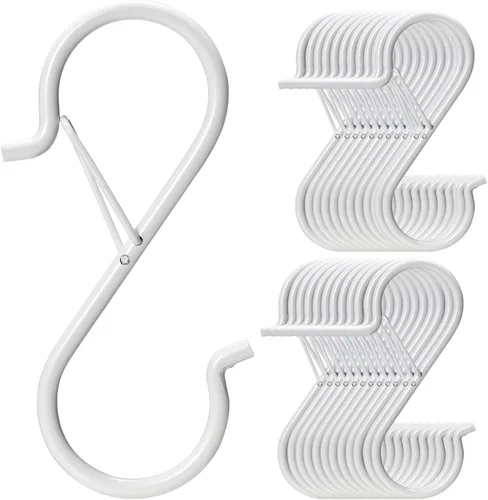 Miniatura 10 de 24 piezas de ganchos en S para colgar con hebilla de seguridad, ganchos en S de metal resistentes de 3.5 pulgadas para utensilios de cocina, tazas