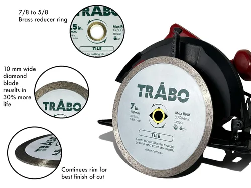 Miniatura 2 de Trabo Paquete de 3 hojas de unión de metal de diamante de borde continuo de 4.5 pulgadas para cortar granito, cerámica, porcelana, cuarzo y más, 3