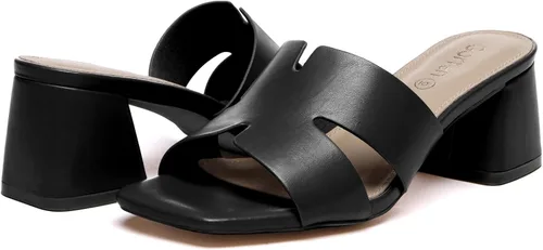 Miniatura 5 de Sandalias de tacón grueso con punta cuadrada abierta para mujer, sandalias bajas y cómodas de tacón bajo, sandalias casuales para el uso diario