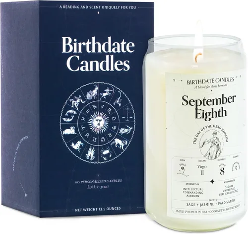 Miniatura 147 de Velas con fecha de nacimiento, 28 de octubre, velas perfumadas del zodiaco de Escorpio, regalo de cumpleaños, aroma a bergamota, canela y caoba