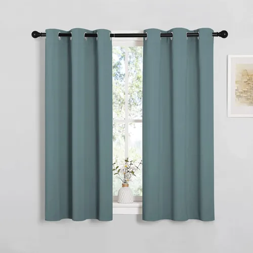 NICETOWN - Cortinas de ventana para cocina en azul grisáceo sobre el fregadero - Tratamiento de ventana con aislamiento térmico y ojales, cortinas y