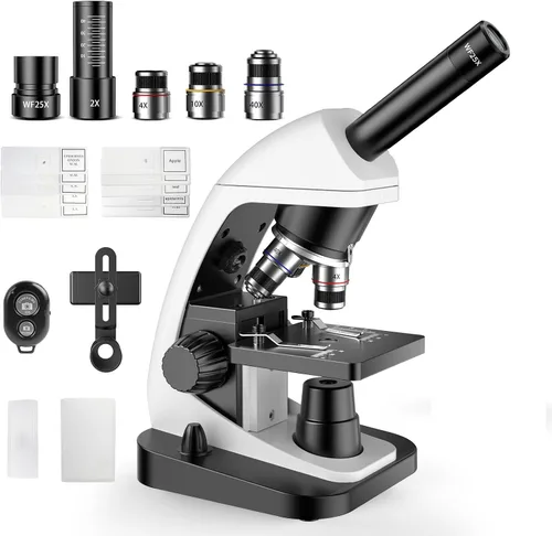 Microscopio de compuesto biológico monocular, 2000X de alto aumento, universal para adultos, estudiantes y niños, instrumento de enseñanza de