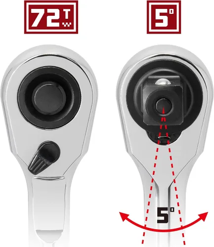 Miniatura 2 de Powerbuilt Trinquete de liberación rápida con mango de contorno, unidad de 1/4 pulgadas, 72 dientes, cabeza sellada, serie Pro Tech Tool - 649968