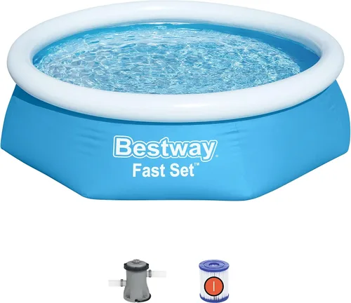 Miniatura 4 de Bestway Kit de piscina inflable redonda de juego rápido (8 x 24 pulgadas) Incluye bomba de filtro de 330 galones