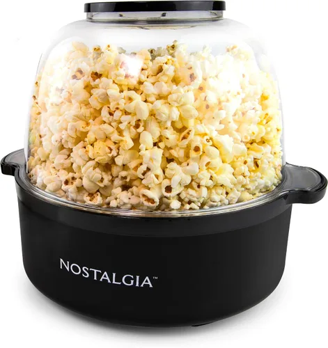 Nostalgia Máquina eléctrica clásica para hacer palomitas de maíz, hace 8 tazas, tapa grande que se dobla como cuenco para servir, tecnología de