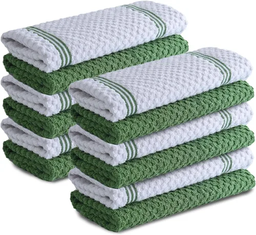 Infinitee Xclusives Toallas de Cocina Premium - [Paquete de 12] Toallas de Mano de Cocina 100% Algodón (15 x 25 Pulgadas) - Paños de Cocina |Verde