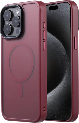 Miniatura 24 de Tigowos - Funda magnética para iPhone 15, resistente a las caídas, sensación de piel mate, a prueba de golpes, delgada, negro mate