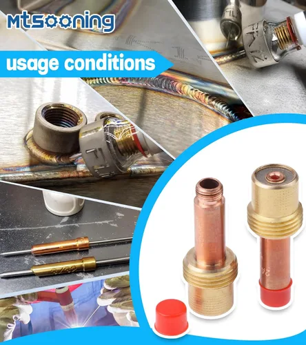 Miniatura 6 de Kit de consumibles de cobre con cuerpo de pinza de lente de gas de 0.094 in (3/32 pulgadas), 5 uds. 45V26 para soplete de soldadura TIG serie 17, 18