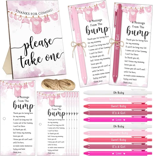 Miniatura 9 de Sintuff Juego de 50 Recuerdos de Baby Shower para Invitados 1 Letrero de Agradecimiento por Venir 50 Bolígrafos 50 Tarjetas de Agradecimiento