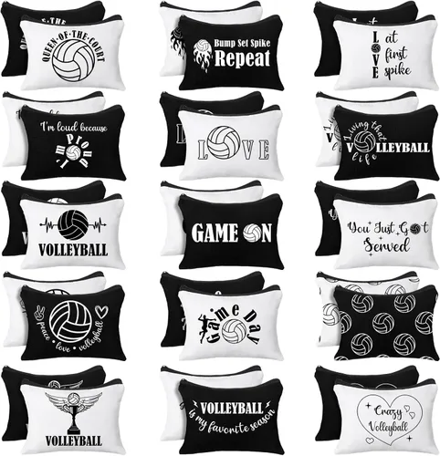 Irenare 30 bolsas de cosméticos de voleibol, regalos para mujeres, jugadores de voleibol, equipos, bolsa de viaje, bolsas de maquillaje de lona para