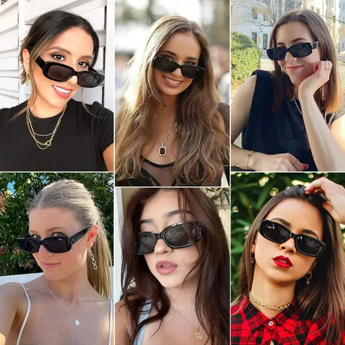 Miniatura 11 de Gafas de sol para fiesta, a granel, retro, pequeñas, rectangulares, para mujer, vintage, cuadradas, paquete de 12