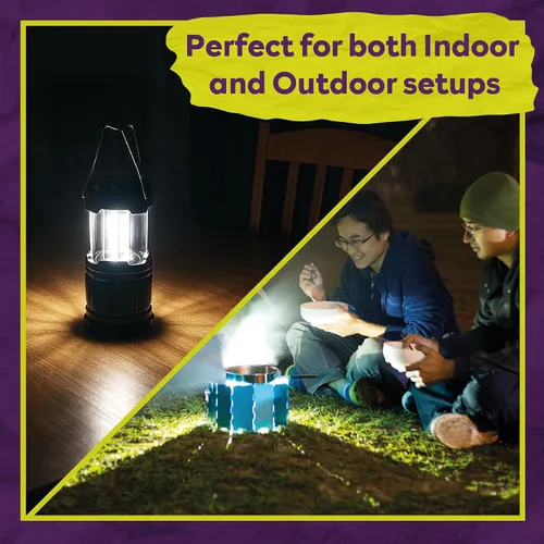 Miniatura 6 de ATack Linterna LED para campamento, funciona con pilas, paquete de 4 linternas de campamento para cortes de energía, luces colgantes plegables