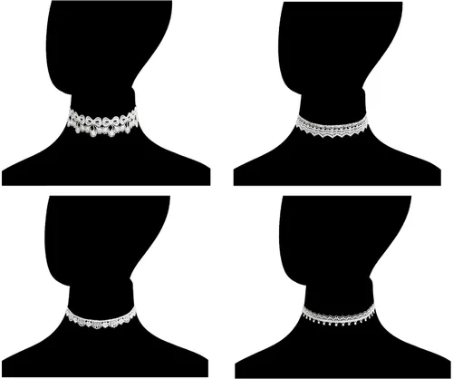 Miniatura 6 de LINKY Conjunto de joyería de 10 piezas de gargantilla de encaje blanco para mujeres y niñas,