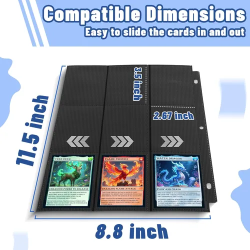 Miniatura 4 de Carpeta de 900 bolsillos con fundas para tarjetas de intercambio, fundas para tarjetas de béisbol compatibles con tarjetas deportivas de tamaño Negro