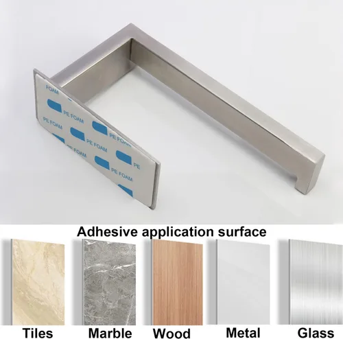 Miniatura 3 de Portarrollos de papel higiénico, autoadhesivo, de acero inoxidable, resistente al óxido, sin taladrar, fácil de instalar, estante de papel higiénico