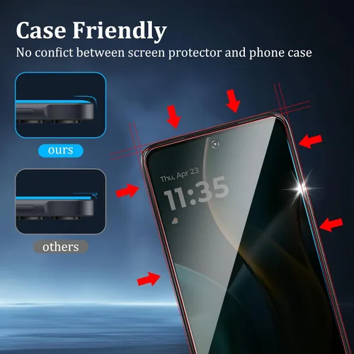 Miniatura 3 de Paquete de 4 protectores de pantalla de privacidad para Motorola Moto G 5G 2025 con 2 protectores de lente de cámara, vidrio templado de dureza 9H