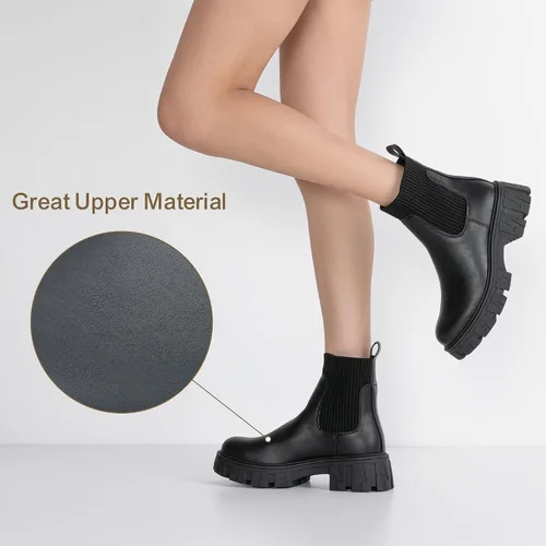 Miniatura 5 de Jeossy Botines 9610 para mujer, con plataforma Chelsea, tacón grueso, suela elástica