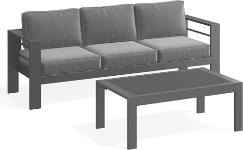 Miniatura 53 de Solaste Juego de muebles de patio de aluminio para todo tipo de clima, moderno juego de muebles de metal para exteriores con asientos profundos