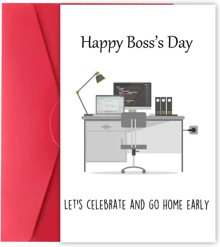 Tarjeta de feliz día del jefe para mujeres jefas, hombres, tarjeta del día nacional del jefe de empleado de colega de trabajo, linda tarjeta de