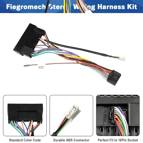 Miniatura 5 de Arnés de cableado de radio de coche Android de reemplazo para Hyundai Elantra Kia, adaptador de cable de estéreo ISO de 16 pines