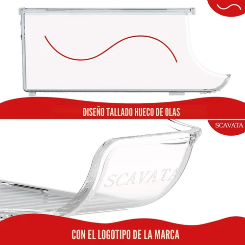 Miniatura 5 de SCAVATA Paquete de 2 organizadores apilables para refrigerador, dispensador de latas de soda, contenedor de bebidas con tapa para refrigerador