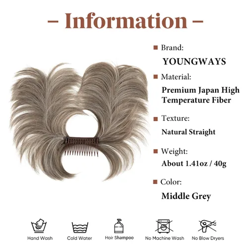 Miniatura 15 de Postizo de Cabello de Moño Desordenado Peine Lateral Clip en Moño de Cabello Postizo para Mujeres Corto Natural Liso Estilos Versátiles Ajustables