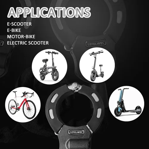 Miniatura 7 de Cerraduras de Scooter Eléctrico Antirrobo, Cerradura de Cadena de Bicicleta con Bolsa, Mejor Cerradura para Accesorios de Scooter Eléctrico Xiaomi