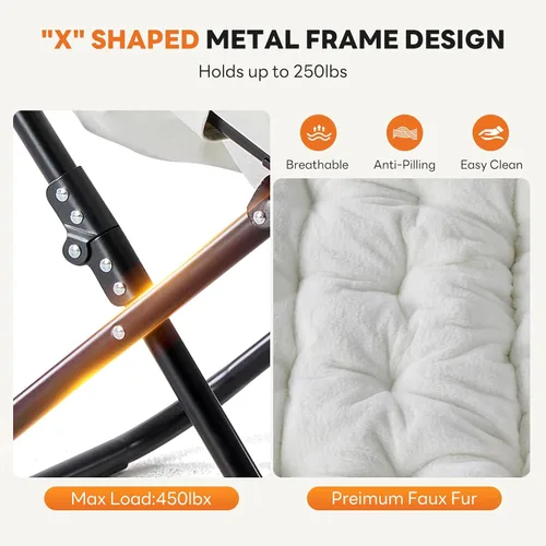 Miniatura 3 de Sweetcrispy Silla Cómoda para Adultos, Silla Plegable para Sala de Estar, Sillón de Peluche Sintético Suave para Dormitorio, Silla de Lectura Cómoda