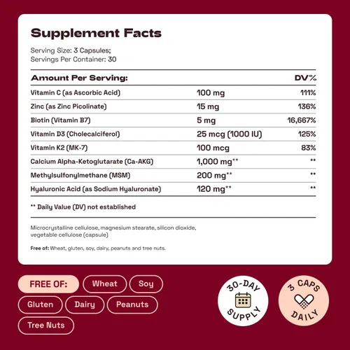 Miniatura 5 de Cata-Kor Suplemento NAD+ y complejo Ca-AKG - Suplemento liposomal NAD+ con resveratrol (60 cápsulas) y complejo de belleza Ca-AKG, MSM, ácido