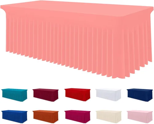 Miniatura 25 de Smiry Mantel de Spandex, Mantel Elástico Ajustable Extensible para Mesas Rectangulares de 6 Pies, Falda Cubierta de Mesa Impermeable y Lavable