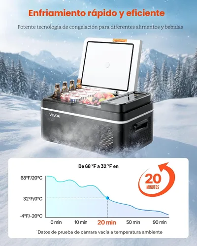 Miniatura 3 de VEVOR Refrigerador de automóvil, DC 12/24V AC100-240V, enfriador eléctrico de -4 °F a 68 °F con control de aplicación, congelador de automóviles