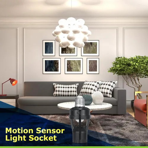 Miniatura 6 de Hortsun 3 tomas de luz con sensor de movimiento, enchufe inteligente de rosca compatible con E26/E27 con control de luz nocturna de encendido