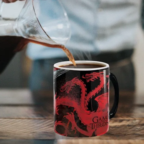 Miniatura 6 de Morphing Mugs Juego de Tronos – Drogon Battle – Una taza de cerámica que cambia de color de 11 oz – Imagen revelada cuando se añade líquido