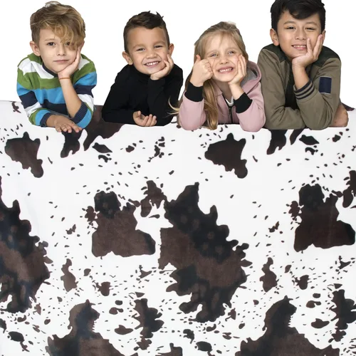 Miniatura 4 de Manta con Estampado de Vaca Suave y Cálida Mantas Gemelas y Mantas Decorativas Ropa de Cama Manta de Forro Polar Acogedora Manta de Franela Negra
