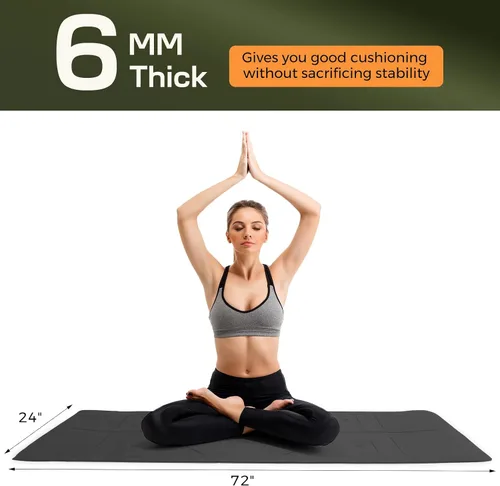 Miniatura 4 de U&M Yoga Mat Non Slip, 0.24" Thick 72"x24" TPE Yoga Mats for Women Men, Anti-Tear Exercise & Fitness Mat with Carrying Strap, Workout Mats for Yoga