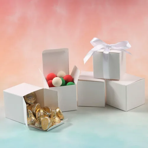 Miniatura 2 de COTOPHER 100 cajas de regalo pequeñas, cajas de regalo de 2 x 2 x 2 pulgadas, cajas de regalo de papel con cintas, caja de dulces para recuerdos