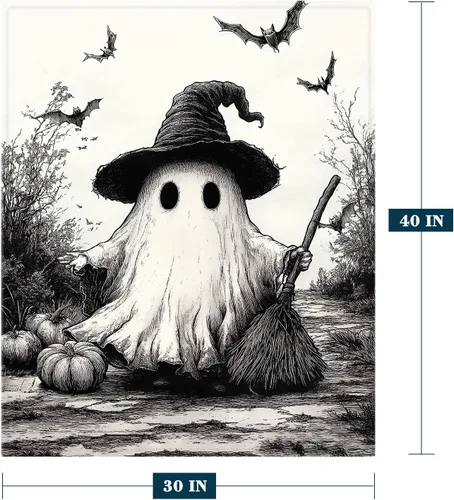 Miniatura 2 de Manta de Halloween para bebé, mascota y niño, espeluznante manta de fantasma de calabaza negra para cuna, cochecito, manta decorativa y mullida