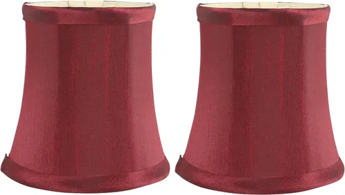 Miniatura 9 de Pantalla Individual de Lámpara de Araña de Seda Sintética Color Burdeos – Forma de Campana Softback, Ajuste de Clip para Bombillas de Candelabro