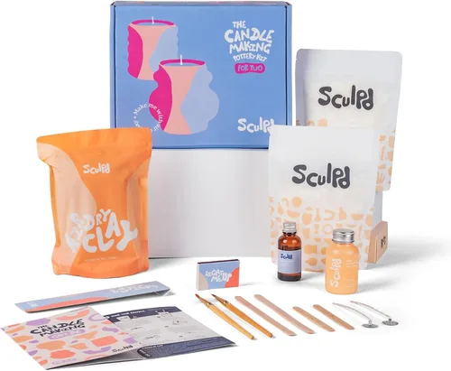 Miniatura 8 de Sculpd Kit de alfarería para hacer velas para adultos con arcilla secada al aire y juego de pintura acrílica, cera de soja ecológica no tóxica