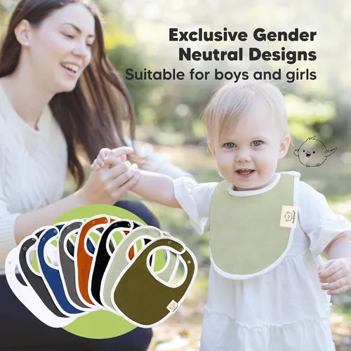 Miniatura 6 de Paquete de 8 baberos orgánicos para niños y niñas, baberos de algodón suave para babear y dentición para bebés niñas y niños, extra absorbentes