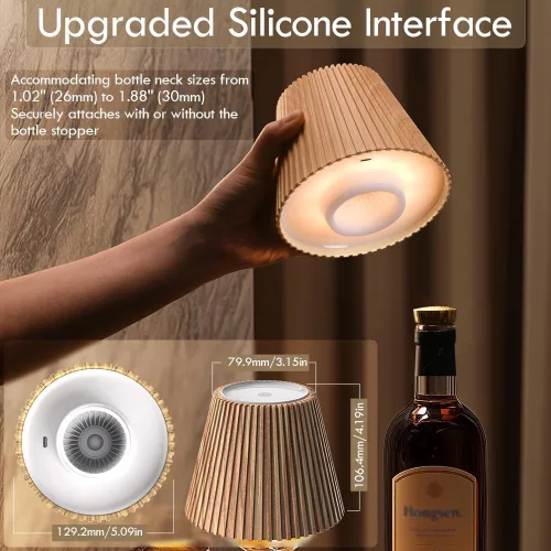 Miniatura 6 de WILIT Lámparas inalámbricas con pantalla de botella para lámparas de mesa, luces de barra de 3 niveles de brillo para bar de casa, lámpara