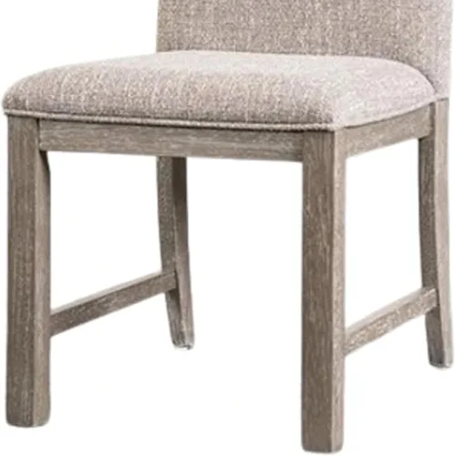 Miniatura 5 de Benzara Gris Silla de comedor lateral gris asiento acolchado de tela de madera maciza
