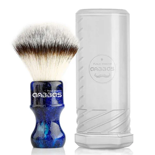 Miniatura 8 de Anbbas Cepillo de afeitar sintético de tejón con mango de resina, cerdas de nailon, cepillo de espuma para el cabello, para viajes, afeitado Ámbar