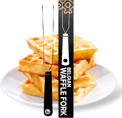 Miniatura 2 de Tenedor de gofres para gofres belgas, herramienta de cocina de acero inoxidable multiusos con mango de silicona, puntas biseladas, accesorio